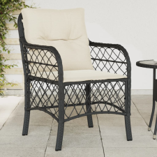 vidaXL 2 db fekete polyrattan kerti szék párnával kerti bútor
