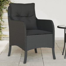 vidaXL 2 db fekete polyrattan kerti szék párnával kerti bútor