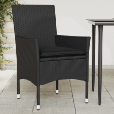 vidaXL 2 db fekete polyrattan kerti szék párnával kerti bútor