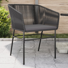 vidaXL 2 db fekete polyrattan kerti szék párnával kerti bútor