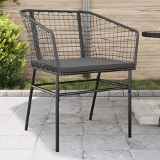 vidaXL 2 db fekete polyrattan kerti szék párnával kerti bútor