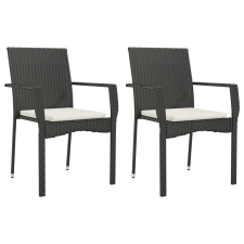 vidaXL 2 db fekete polyrattan kerti szék párnával (319881) kerti bútor