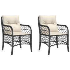 vidaXL 2 db fekete polyrattan kerti szék párnával (365152) kerti bútor