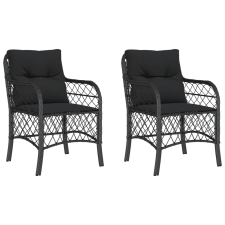 vidaXL 2 db fekete polyrattan kerti szék párnával (365153) kerti bútor
