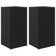 vidaXL 2 db fekete polyrattan kerti ültetőláda 40x40x80 cm (3210519) kerti tárolás