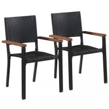 vidaXL 2 db fekete polyrattan kültéri szék kerti bútor