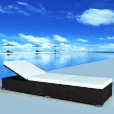 vidaXL 2 db fekete polyrattan napozóágy párnával (277088) kerti bútor
