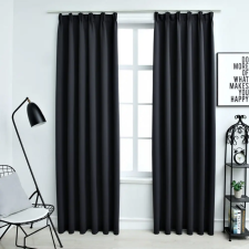 vidaXL 2 db fekete sötétítőfüggöny kampókkal 140 x 175 cm lakástextília