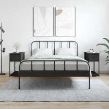 vidaXL 2 db fekete szerelt fa éjjeliszekrény 30x60x60 cm bútor