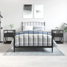 vidaXL 2 db fekete szerelt fa éjjeliszekrény 40x42x55 cm bútor