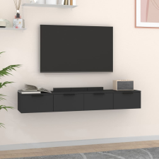 vidaXL 2 db fekete szerelt fa faliszekrény 68 x 30 x 20 cm bútor