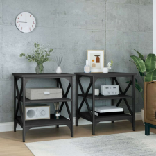 vidaXL 2 db fekete szerelt fa kisasztal 40 x 42 x 50 cm bútor