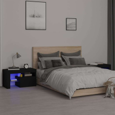 vidaXL 2 db fekete színű LED-lámpás éjjeliszekrény 70x36,5x40 cm bútor