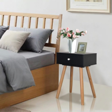 vidaXL 2 db fekete, tömör fenyőfa éjjeliszekrény 40 x 30 61 cm bútor