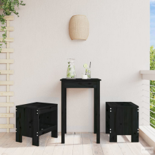 vidaXL 2 db fekete tömör fenyőfa ülőke 40 x 36 x 45 cm kerti bútor