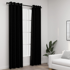vidaXL 2 db fekete, vászonhatású sötétítőfüggöny fűzőkarikával 140 x 225 cm lakástextília