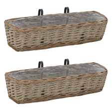 vidaXL 2 db fonott virágtartó pe béléssel 60 cm kerti tárolás