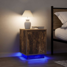 vidaXL 2 db füstölt tölgy éjjeliszekrények LED világítással 38x34x50cm bútor
