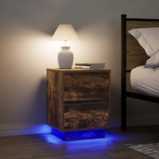 vidaXL 2 db füstölt tölgy éjjeliszekrények LED világítással 38x34x50cm bútor