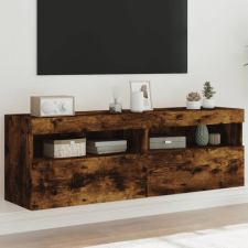 vidaXL 2 db füstös tölgy fali TV-szekrény LED-ekkel 60x30x40 cm bútor