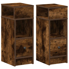 vidaXL 2 db füstös tölgy színű éjjeliszekrény fiókkal 25x31x66 cm (858623) bútor