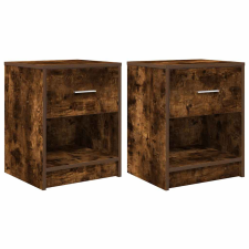 vidaXL 2 db füstös tölgy színű éjjeliszekrény fiókkal 40x34x50 cm (858776) bútor