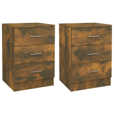 vidaXL 2 db füstös tölgy színű szerelt fa éjjeliszekrény 38x35x56 cm (815322) bútor