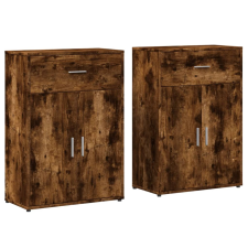 vidaXL 2 db füstös tölgy színű szerelt fa tálalószekrény 60x30x84 cm (3276599) bútor