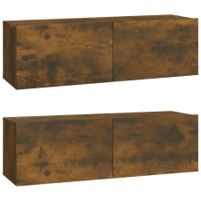 vidaXL 2 db füstös -tölgyszín szerelt fa fali TV-szekrény 100x30x30 cm (820466) bútor