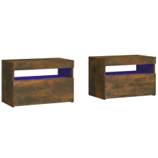 vidaXL 2 db füstös tölgyszínű éjjeliszekrény LED fényekkel 60x35x40 cm (3152827) bútor