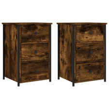 vidaXL 2 db füstös tölgyszínű szerelt fa éjjeliszekrény 40x36x60 cm (825998) bútor