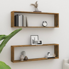 vidaXL 2 db füstös tölgyszínű szerelt fa fali kockapolc 100x15x30 cm bútor