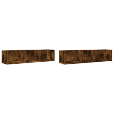 vidaXL 2 db füstös tölgyszínű szerelt fa faliszekrény 75x18x16,5 cm (840438) bútor