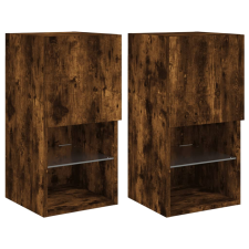 vidaXL 2 db füstös tölgyszínű TV-szekrény LED-lámpákkal 30,5x30x60 cm (836996) bútor