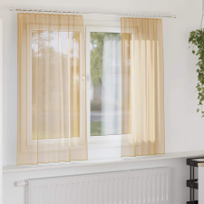 vidaXL 2 db homokszínű fátyolfüggönyök hurokkal 140x175 cm lakástextília
