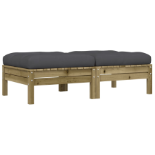 vidaXL 2 db impregnált fenyőfa kerti lábzsámoly párnával (838172) kerti bútor