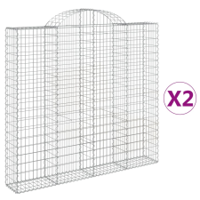 vidaXL 2 db íves horganyzott vas gabion kosár 200x30x180/200 cm kerti tárolás