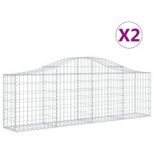 vidaXL 2 db íves horganyzott vas gabion kosár 200x30x60/80 cm (3145388) kerti tárolás