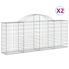 vidaXL 2 db íves horganyzott vas gabion kosár 200x30x80/100 cm (3146089) kerti tárolás