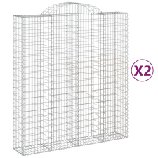 vidaXL 2 db íves horganyzott vas gabion kosár 200x50x220/240 cm (3146446) kerti tárolás