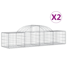 vidaXL 2 db íves horganyzott vas gabion kosár 200x50x40/60 cm (3146257) kerti tárolás