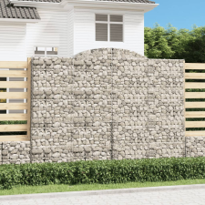 vidaXL 2 db íves horganyzott vas gabion kosár 300x30x220/240 cm kerti dekoráció