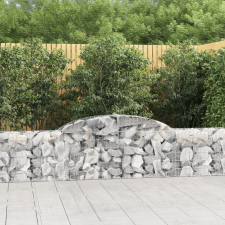 vidaXL 2 db íves horganyzott vas gabion kosár 300x30x60/80 cm kerti dekoráció