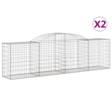 vidaXL 2 db íves horganyzott vas gabion kosár 300x50x80/100 cm (3146683) kerti tárolás