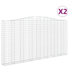 vidaXL 2 db íves horganyzott vas gabion kosár 400x30x200/220 cm (3145891) kerti tárolás