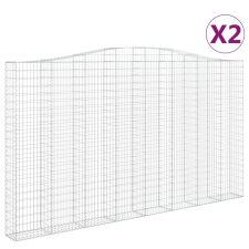 vidaXL 2 db íves horganyzott vas gabion kosár 400x30x220/240 cm (3145904) kerti tárolás