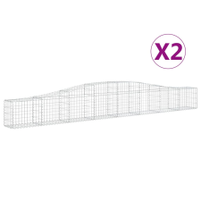 vidaXL 2 db íves horganyzott vas gabion kosár 400x30x40/60 cm (3145787) kerti tárolás