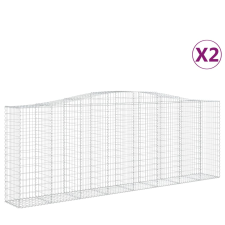 vidaXL 2 db íves horganyzott vas gabion kosár 400x50x140/160 cm (3145982) kerti tárolás