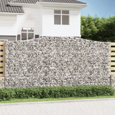 vidaXL 2 db íves horganyzott vas gabion kosár 400x50x200/220 cm kerti dekoráció
