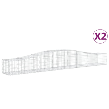 vidaXL 2 db íves horganyzott vas gabion kosár 400x50x40/60 cm (3145917) kerti tárolás